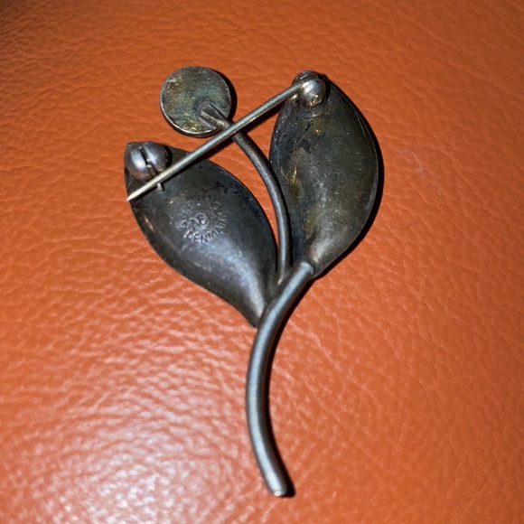 A&K Aare and Krogh Denmark Modernist MCM Sterling Flower Brooch Pin - Picture 2 of 11